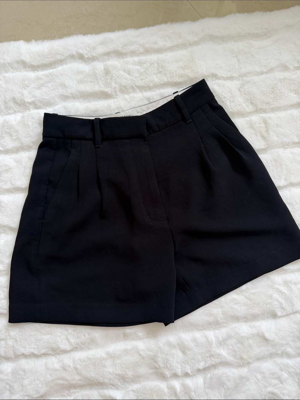 Aritzia Black Tailored Pleated Bermuda Shorts
